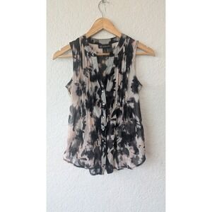 INC International Concepts Sleeveless Floral Print Sheer Blouse Women Size S